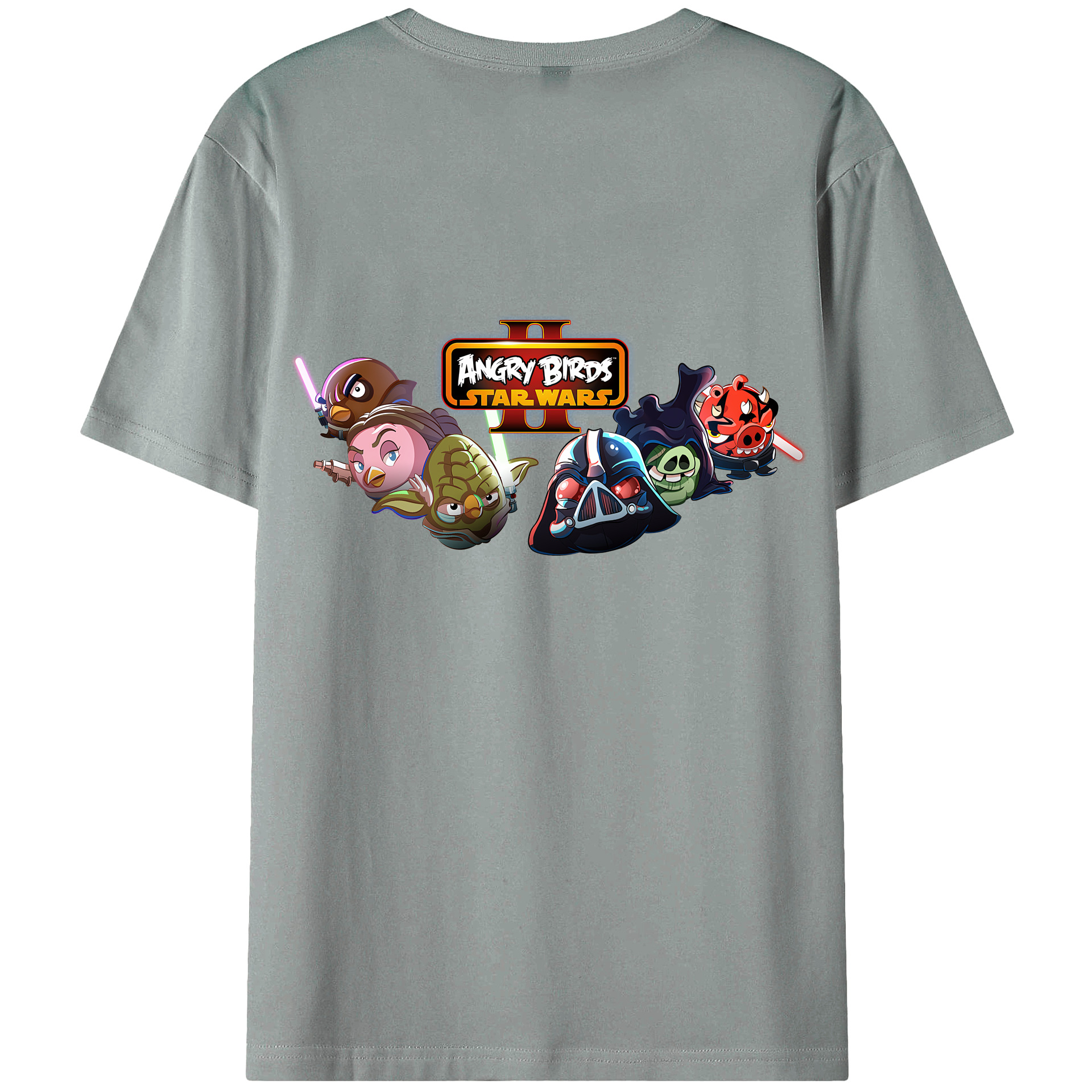 （画像用） Angry Birds アングリーバード 綿100％ メンズ半袖Tシャツ（バックプリント） 通気性